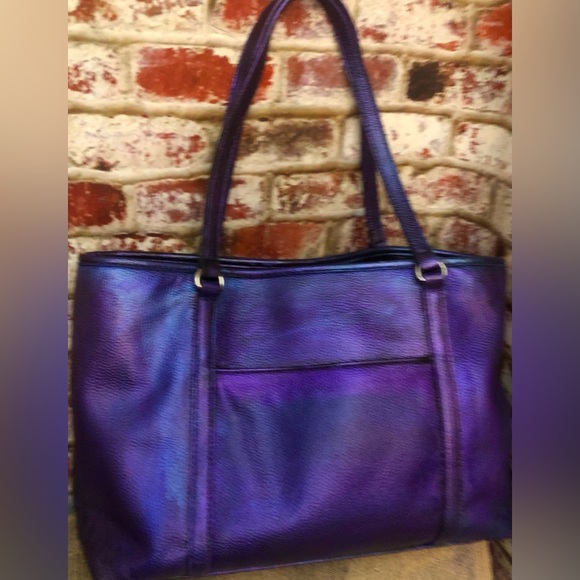 Dana Buchanan Metallic Purple Blu Mult Color Vegan Lthr Tote Bag EUC - Picture 6 of 13